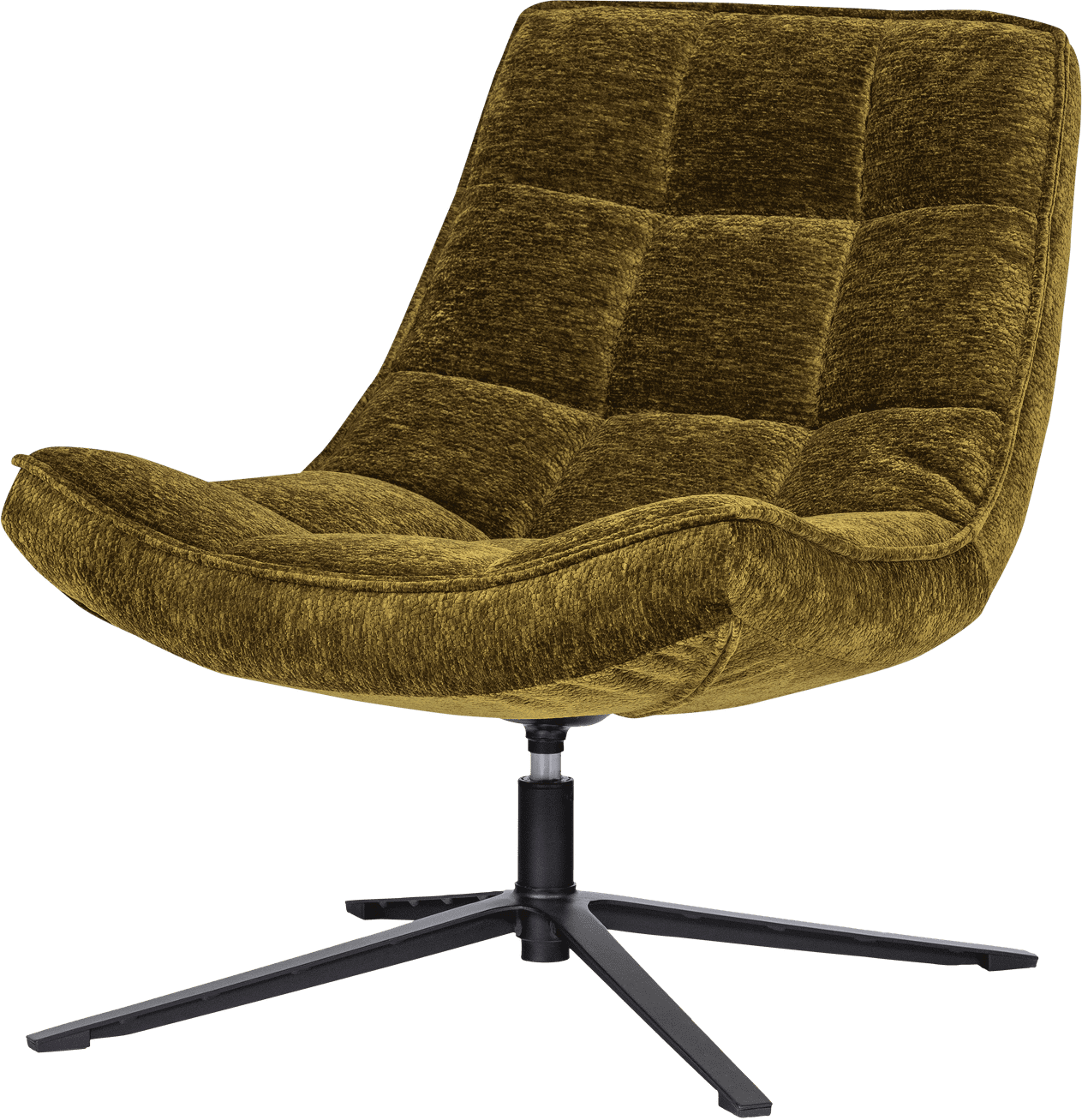 WOOOD Maudi draaifauteuil chenille structuur groen Groen Draaifauteuil