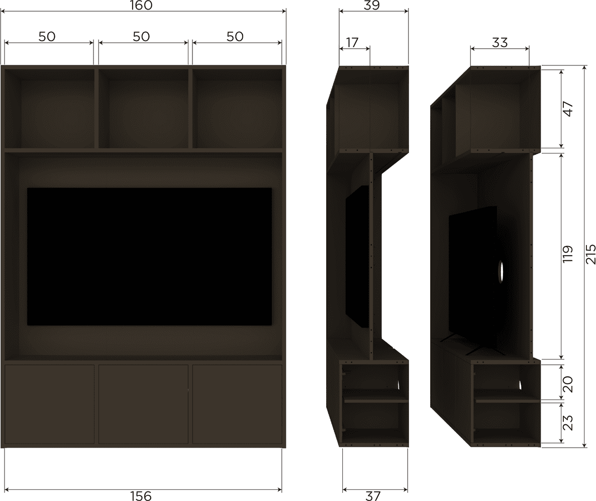 WOOOD Meggy tv opbergkast 160cm grenen middenbruin Middenbruin Tv-meubel|Tv-dressoir