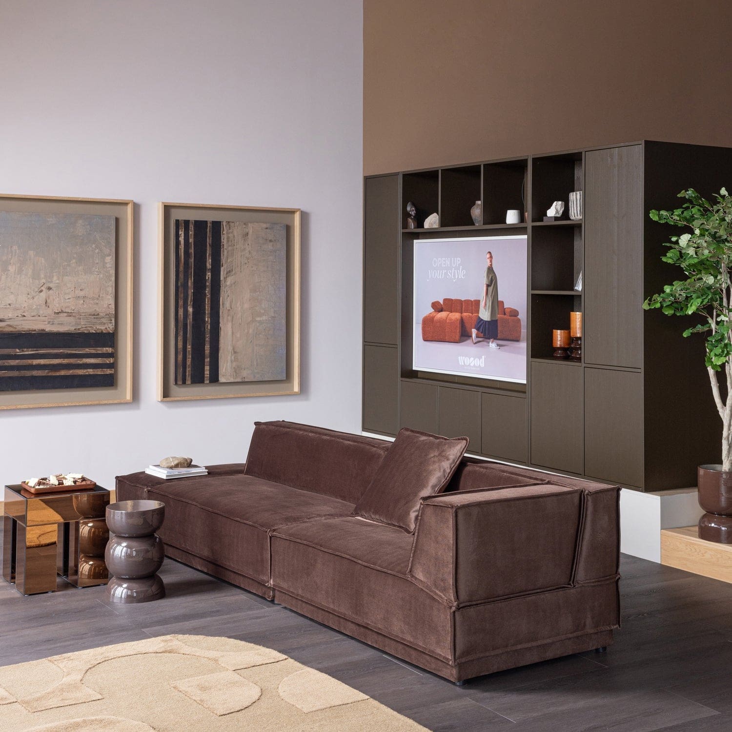 WOOOD Meggy tv opbergkast 160cm grenen middenbruin Middenbruin Tv-meubel|Tv-dressoir