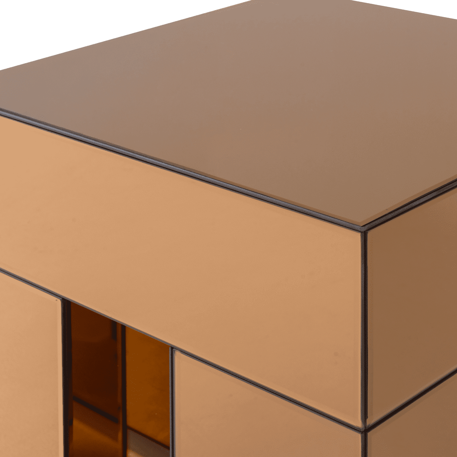 WOOOD Mirrox bijzettafel hout spiegelglas bruin Bruin Bijzettafel