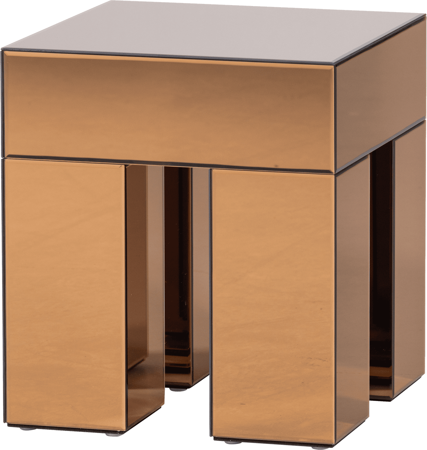 WOOOD Mirrox bijzettafel hout spiegelglas bruin Bruin Bijzettafel