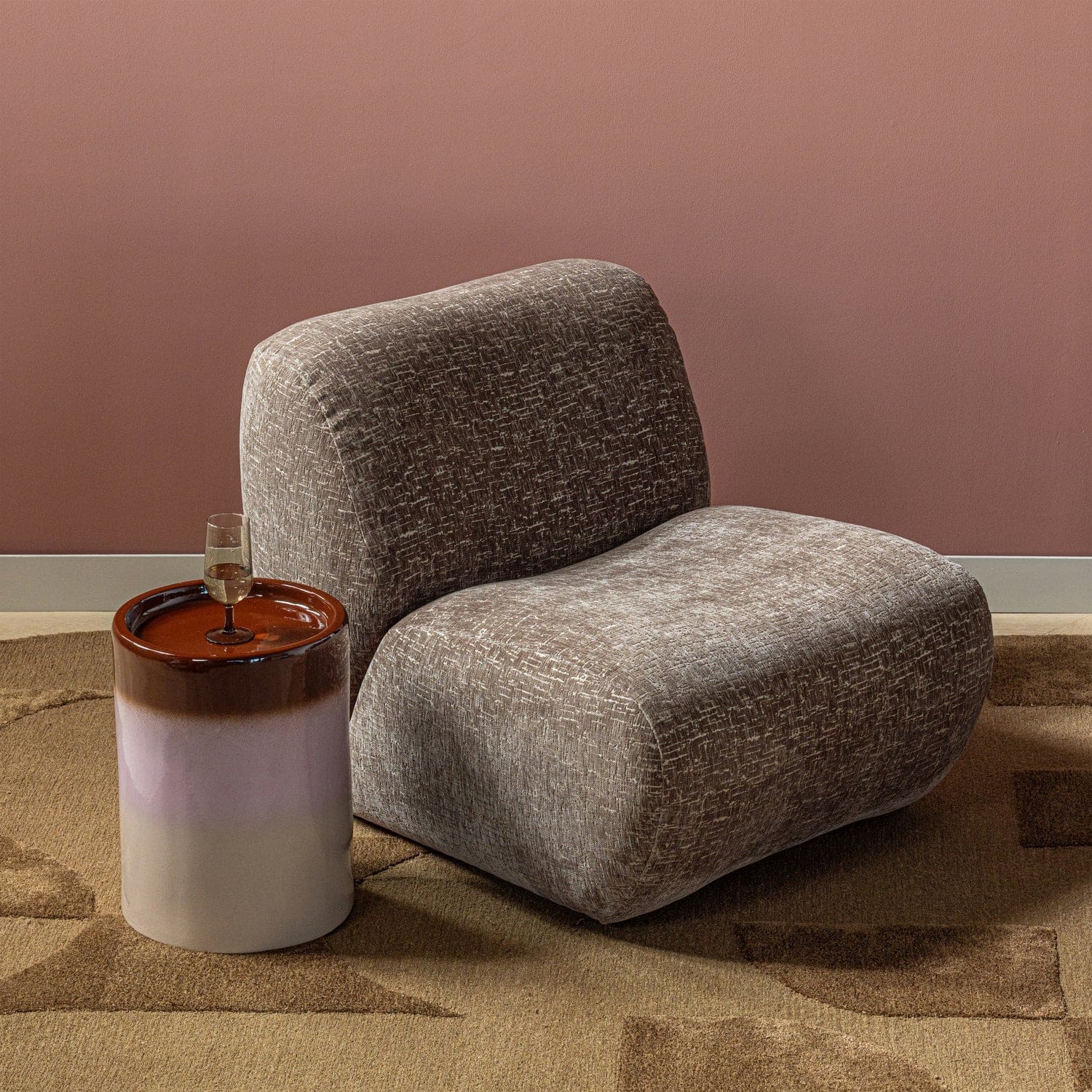WOOOD Nomu fauteuil craquele velvet lichtbruin Lichtbruin Fauteuil