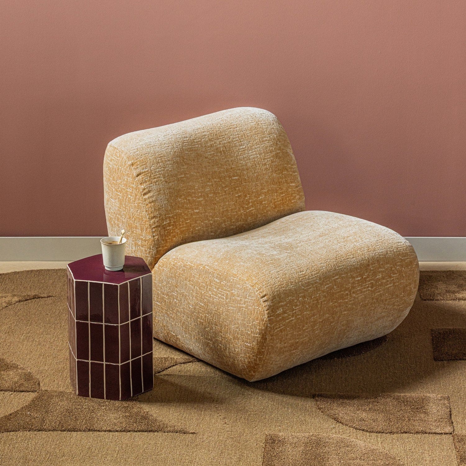 WOOOD Nomu fauteuil craquele velvet lichtgeel Lichtgeel Fauteuil