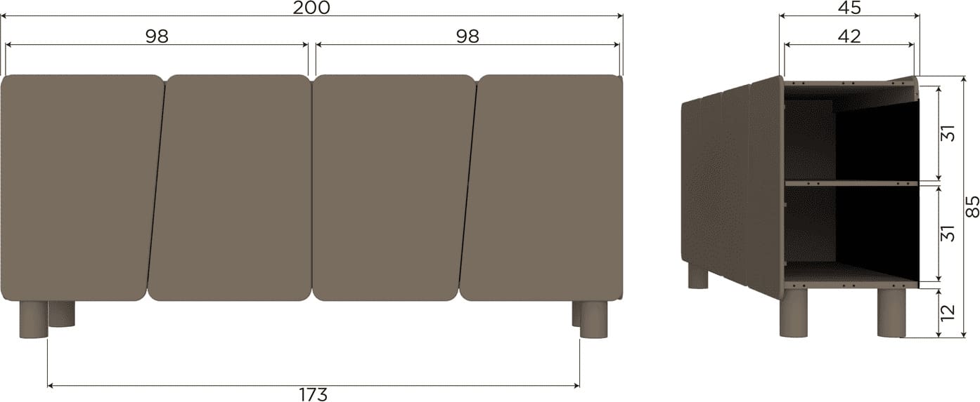 WOOOD Root dressoir 200cm grenen truffel bruin Truffel bruin Dressoir|Kast