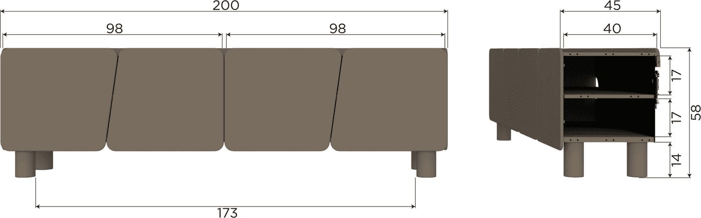 WOOOD Root tv meubel 200cm grenen truffel bruin Truffel bruin Tv-meubel|Tv-dressoir