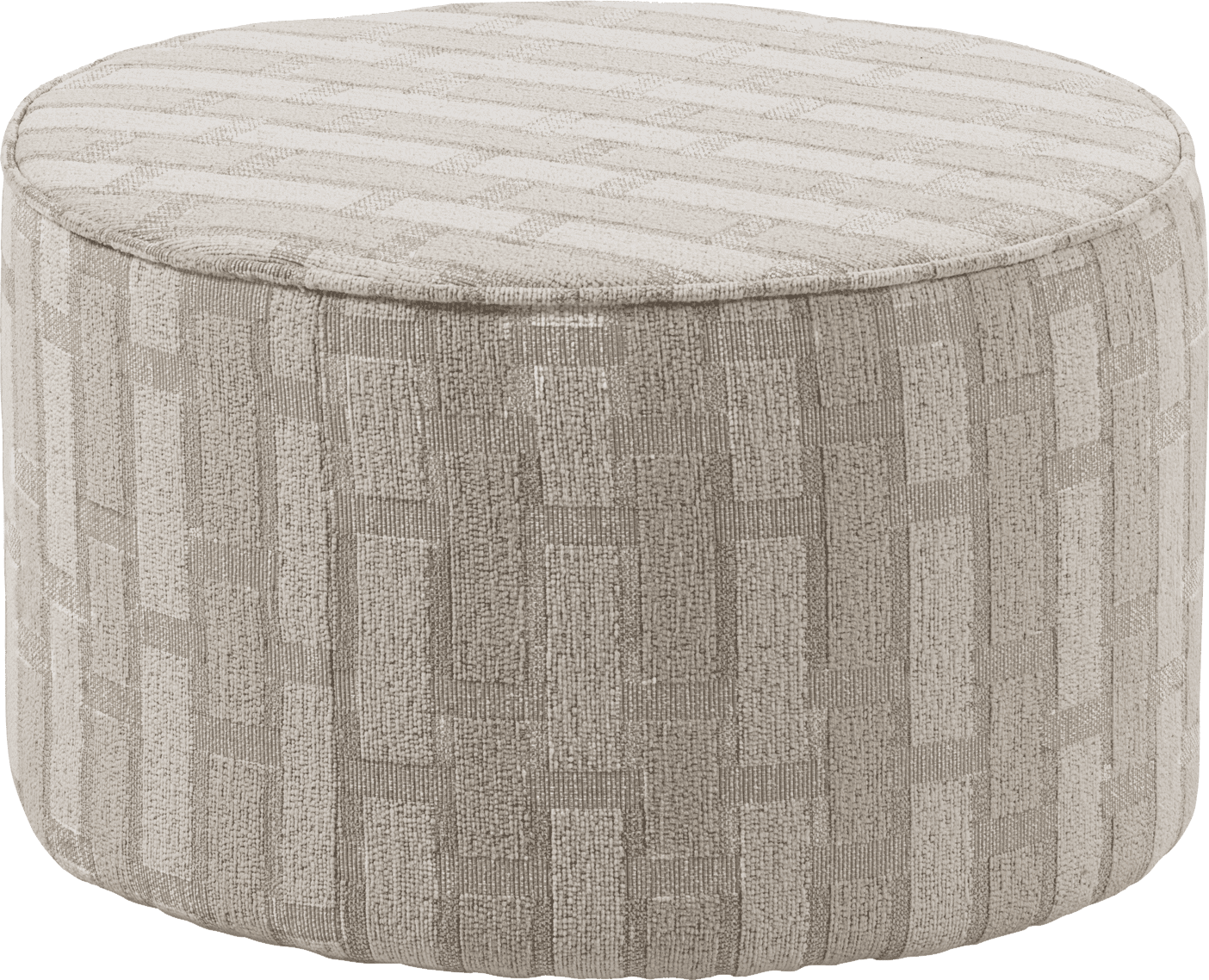 WOOOD Sarli poef laag ruit dessin chenille naturel/beige Beige Poef