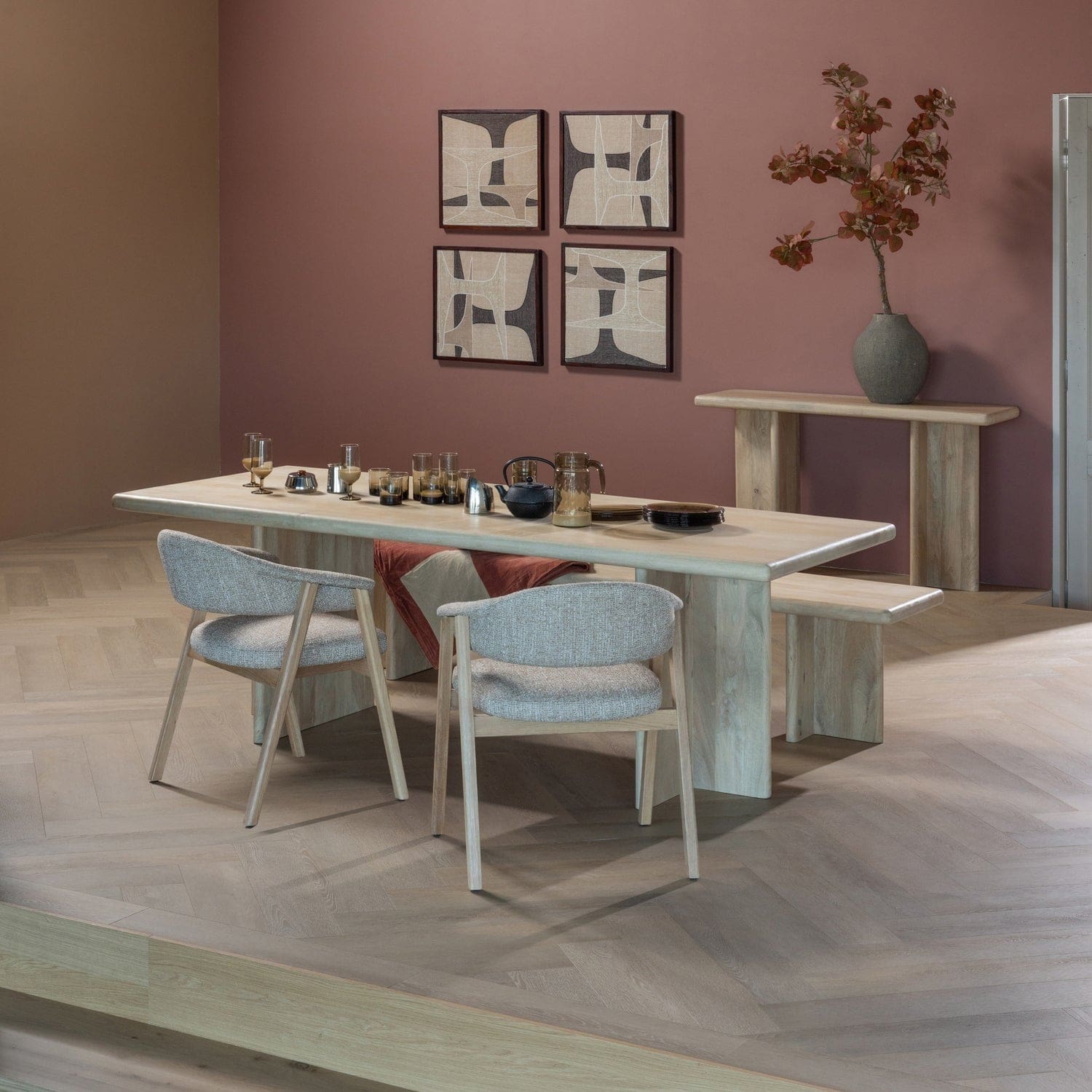 WOOOD Tunar eetkamerstoel met armleuning hout naturel Naturel Eetkamerstoel