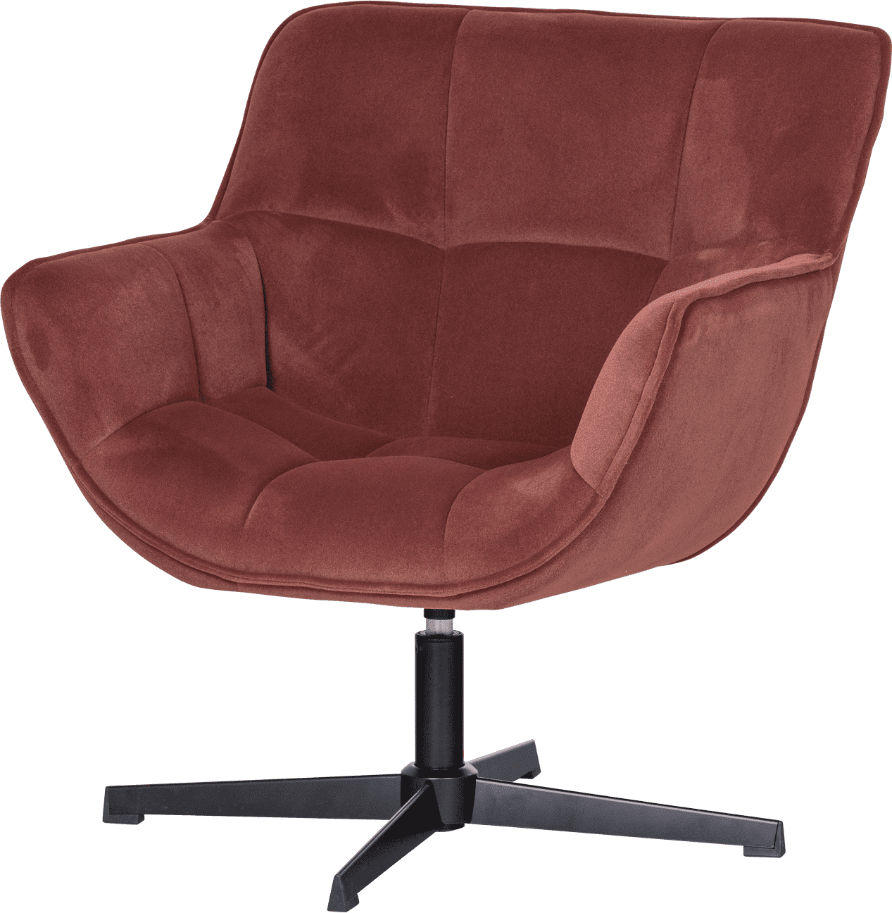 WOOOD Wibo draaifauteuil mat velvet bruinrood Bruin/rood Draaifauteuil
