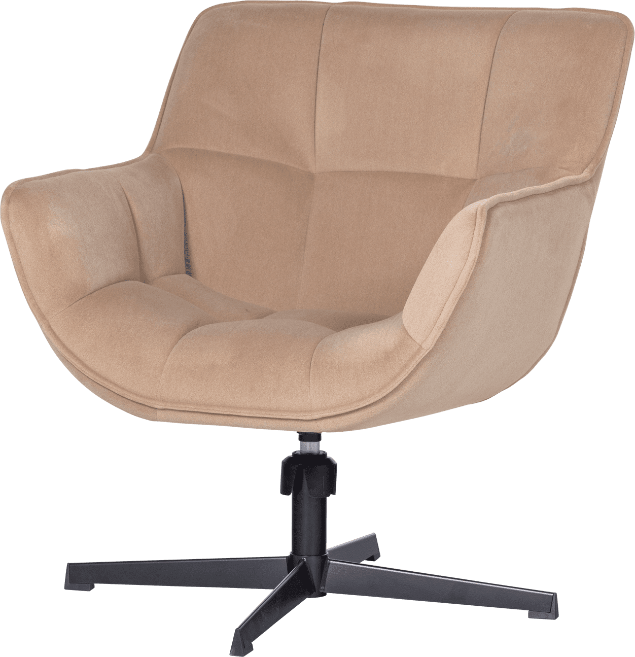WOOOD Wibo draaifauteuil mat velvet zand Bruin|Beige Draaifauteuil