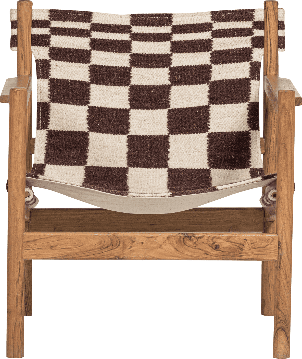 WOOOD Zano fauteuil hout bruin met kelim zitting naturel Bruin Fauteuil