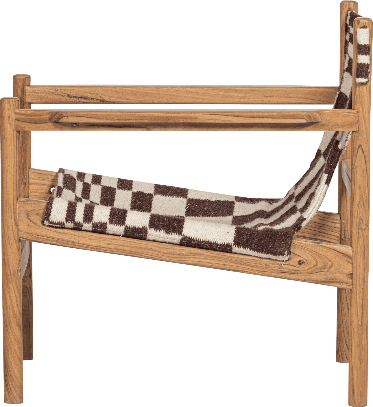 WOOOD Zano fauteuil hout bruin met kelim zitting naturel Bruin Fauteuil