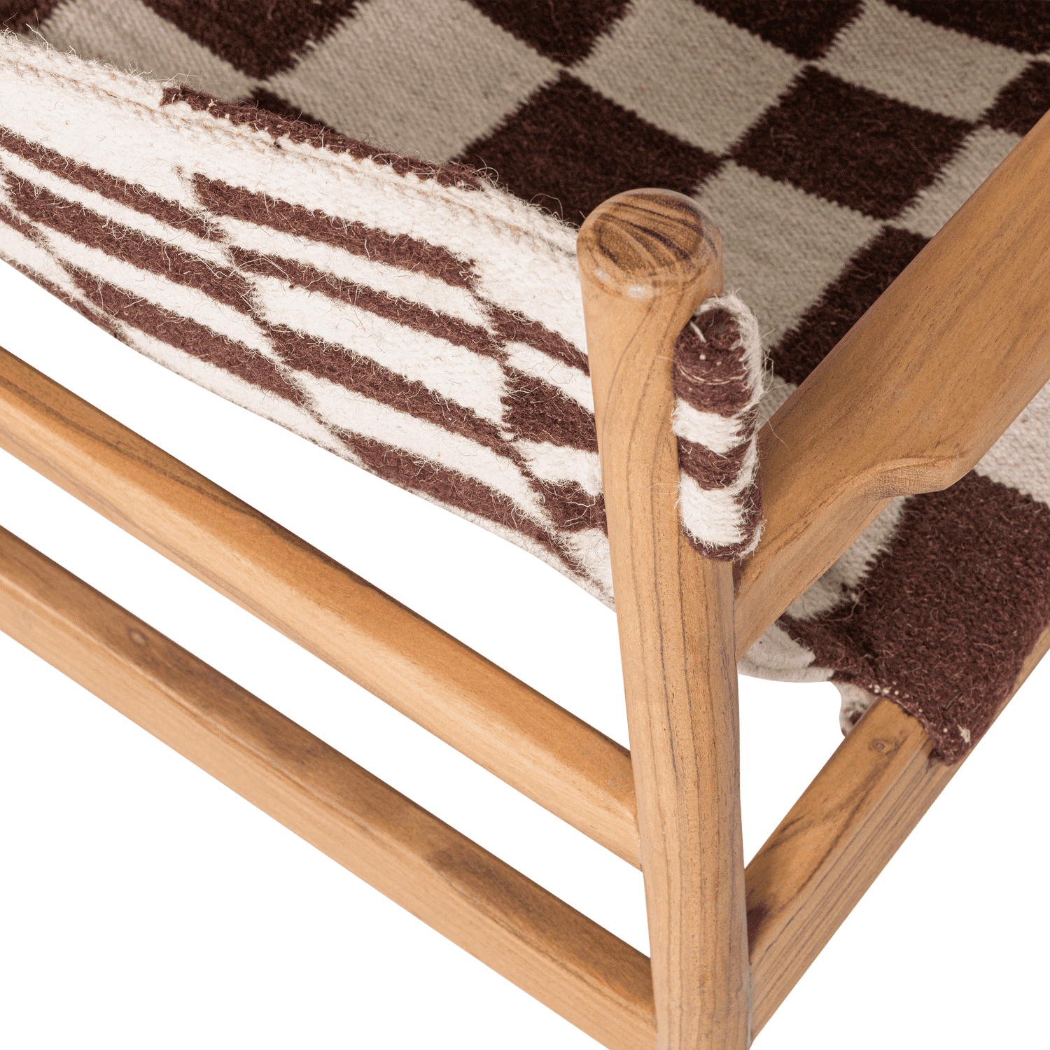 WOOOD Zano fauteuil hout bruin met kelim zitting naturel Bruin Fauteuil