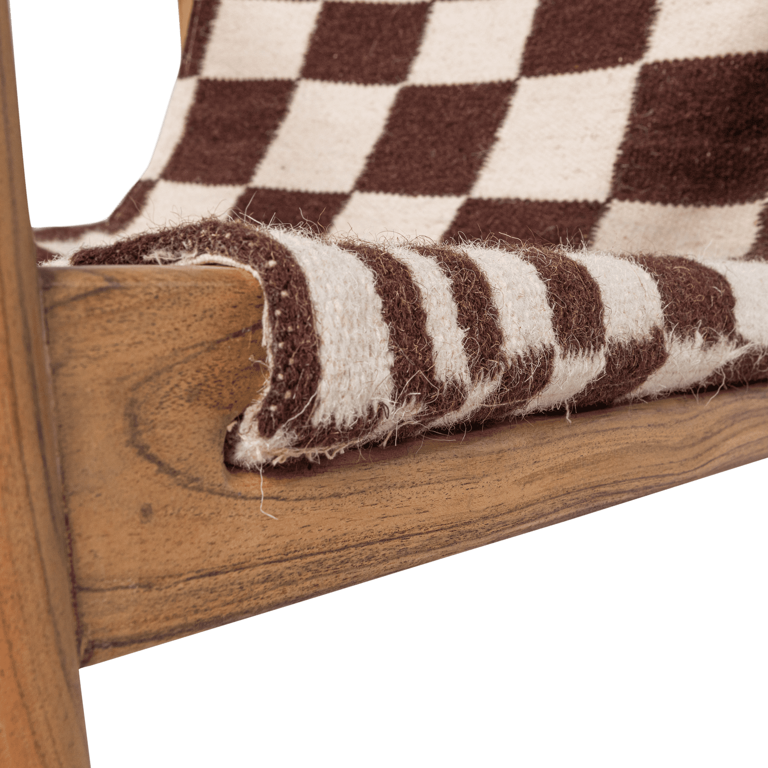 WOOOD Zano fauteuil hout bruin met kelim zitting naturel Bruin Fauteuil