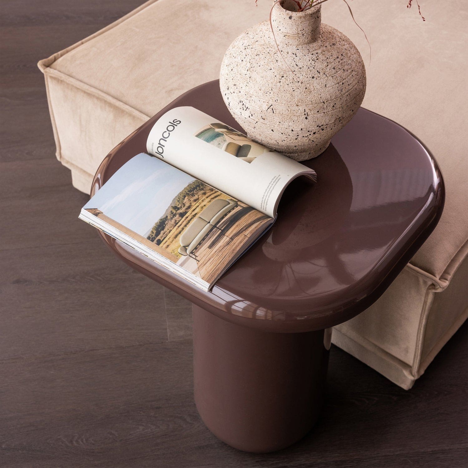 WOOOD Zava bijzettafel hout hoogglans donkerbruin Donkerbruin Bijzettafel
