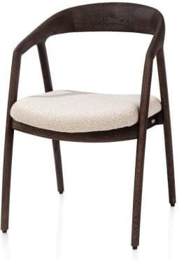 Xooon Dante armstoel - eik clay met gestoffeerde zit in stof cloudy Beige Armstoel