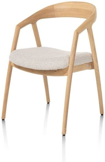 Xooon Dante armstoel - eik naturel met gestoffeerde zit in stof cloudy beige Beige Armstoel