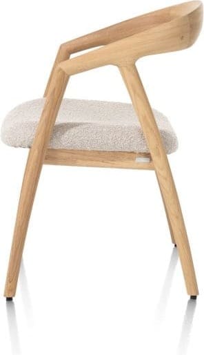 Xooon Dante armstoel - eik naturel met gestoffeerde zit in stof cloudy beige Beige Armstoel