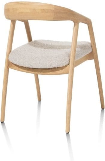 Xooon Dante armstoel - eik naturel met gestoffeerde zit in stof cloudy beige Beige Armstoel