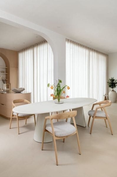 Xooon Dante armstoel - eik naturel met gestoffeerde zit in stof cloudy beige Beige Armstoel
