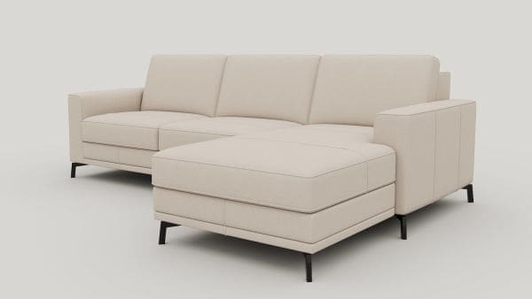 Xooon Denver 2.5-zitsbank links - longchair rechts - arm 1 - poot 13 cm. - pocket - livigno - creme Beige|Wit Bank