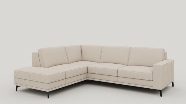Xooon Denver ottomane big links - 2.5-zitsbank rechts - arm 1 - poot 13 cm. - pocket - livigno - creme Beige|Wit Bank