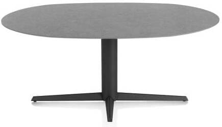 Xooon Saluti eetkamertafel ellips 180 x 105 cm. - centrale poot - rough off black - antraciet Antraciet Eettafel