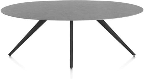 Xooon Saluti eetkamertafel ellips 210 x 105 cm. - 4-pootjes - rough off black - antraciet Antraciet Eettafel