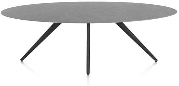 Xooon Saluti eetkamertafel ellips 240 x 110 cm. - 4-pootjes - rough off black - antraciet Antraciet Eettafel