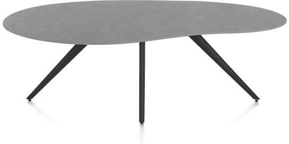 Xooon Saluti eetkamertafel organisch 210 x 120 cm. - 4-pootjes - rough off black - antraciet Antraciet Eettafel