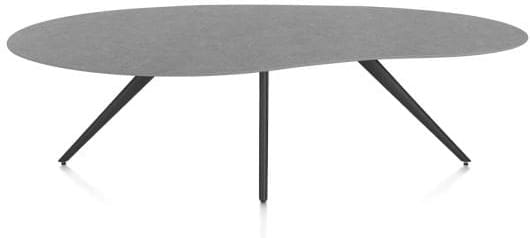 Xooon Saluti eetkamertafel organisch 240 x 120 cm. - 4-pootjes - rough off black - antraciet Antraciet Eettafel