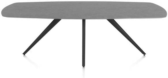 Xooon Saluti eetkamertafel ovaal 240 x 110 cm. - 4-pootjes - rough off black - antraciet Antraciet Eettafel