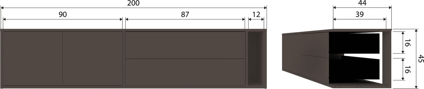 vtwonen Settle down tv meubel 200cm grenen middenbruin Middenbruin Tv-meubel|Tv-dressoir
