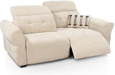Henders & Hazel Bologna 3-zitsbank - verstelbare rug - electrisch verstelbare voetsteun Beige|Wit Bank