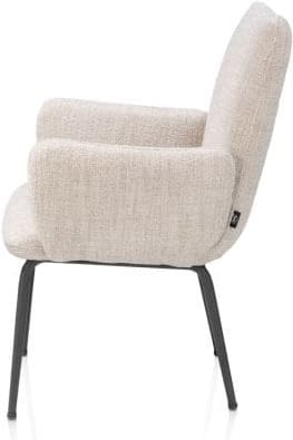 Henders & Hazel Bovina armstoel - stof luton + nosag - frame grafiet Beige|Wit Armstoel