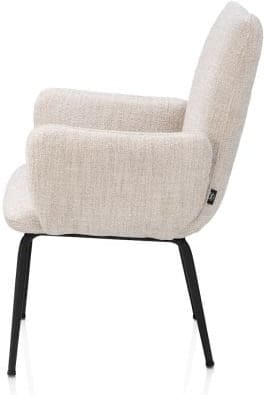 Henders & Hazel Bovina armstoel - stof luton + nosag - frame rough off black Beige|Wit Armstoel