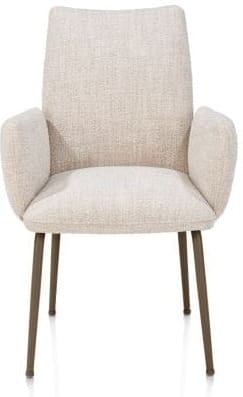 Henders & Hazel Bovina armstoel - stof luton + nosag - frame steelbrown Beige|Wit Armstoel