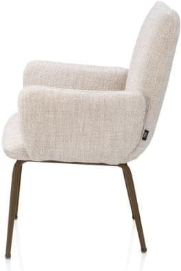 Henders & Hazel Bovina armstoel - stof luton + nosag - frame steelbrown Beige|Wit Armstoel