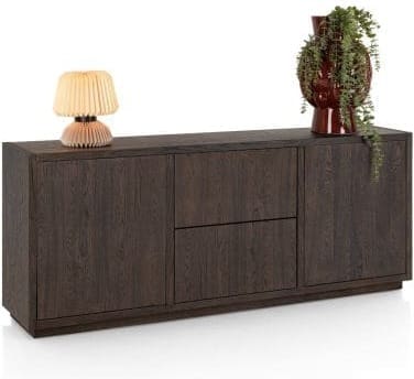 Henders & Hazel Gijon dressoir 200 cm - 2-deuren + 2-laden met plint Bruin Dressoir