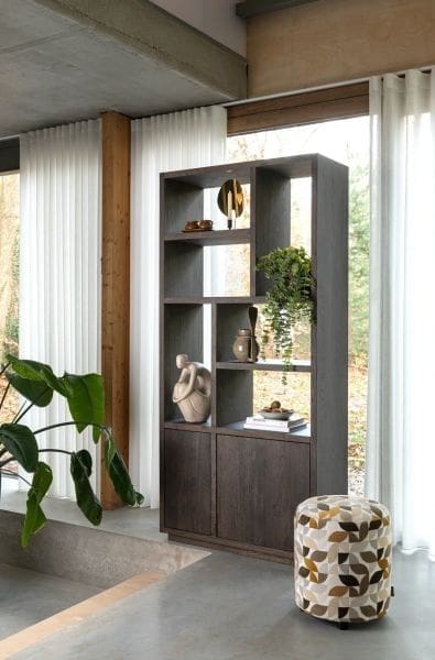 Henders & Hazel Gijon roomdivider 100 cm - 4-deuren + 6-niches Bruin Kast