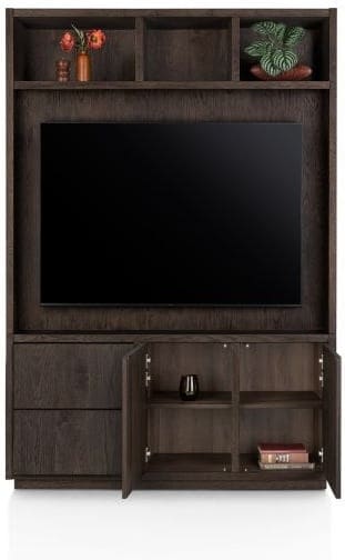 Henders & Hazel Gijon tv-kast met opzet 150 cm - 2-deuren + 2-laden + 3-niches met plint Bruin Tv-meubel|Tv-dressoir