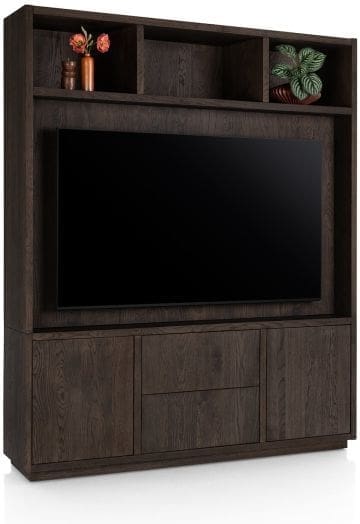 Henders & Hazel Gijon tv-kast met opzet 180 cm - 2-deuren + 2-laden + 3-niches met plint Bruin Tv-meubel|Tv-dressoir