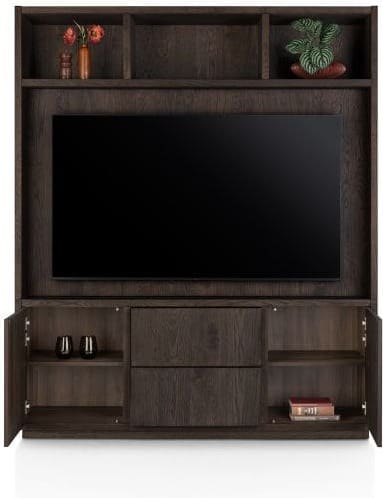 Henders & Hazel Gijon tv-kast met opzet 180 cm - 2-deuren + 2-laden + 3-niches met plint Bruin Tv-meubel|Tv-dressoir