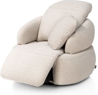 Henders & Hazel Hollywood homecinema draaifauteuil stof cloudy,met relaxsysteem verstelbare rug incl. accu - beige Beige Fauteuil