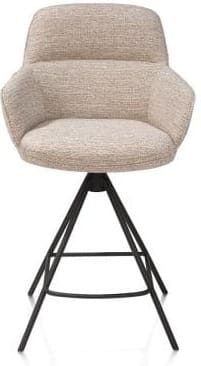 Henders & Hazel Mateo barstoel - 4-pootjes - rough off black - bellini - creme Beige|Wit Eetkamerstoel