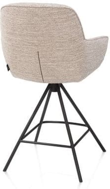Henders & Hazel Mateo barstoel - 4-pootjes - rough off black - bellini - creme Beige|Wit Eetkamerstoel