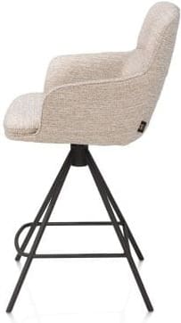 Henders & Hazel Mateo barstoel - 4-pootjes - rough off black - bellini - creme Beige|Wit Eetkamerstoel