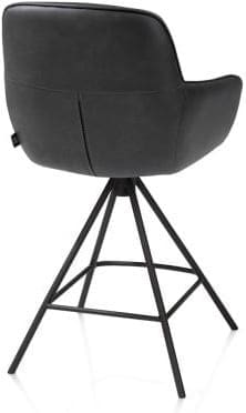 Henders & Hazel Mateo barstoel - 4-pootjes - rough off black - pala - antraciet Antraciet Eetkamerstoel