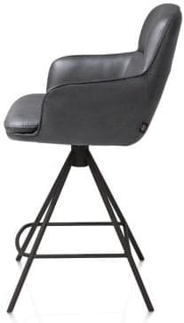 Henders & Hazel Mateo barstoel - 4-pootjes - rough off black - pala - antraciet Antraciet Eetkamerstoel