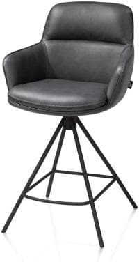 Henders & Hazel Mateo barstoel - 4-pootjes - rough off black - pala - antraciet Antraciet Eetkamerstoel