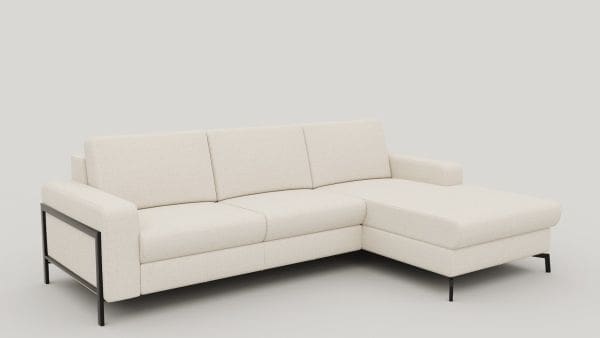 Henders & Hazel Napels 2.5-zitsbank arm links+longchair rechts - arm 4 - poot 13 cm. - vada - creme Beige|Wit Bank